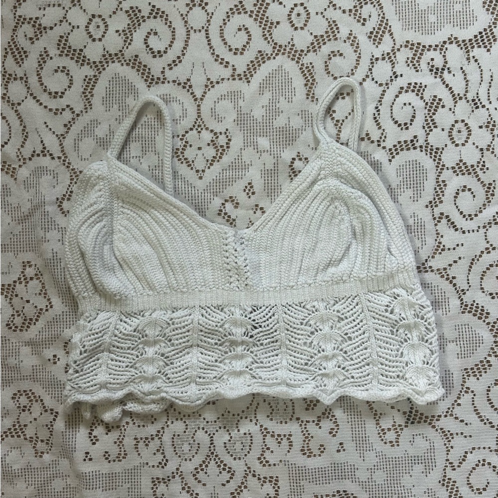 Forever 21 White Crochet Top